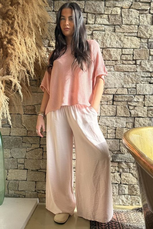 Basso Shirring Wide Leg Pant Seashell
